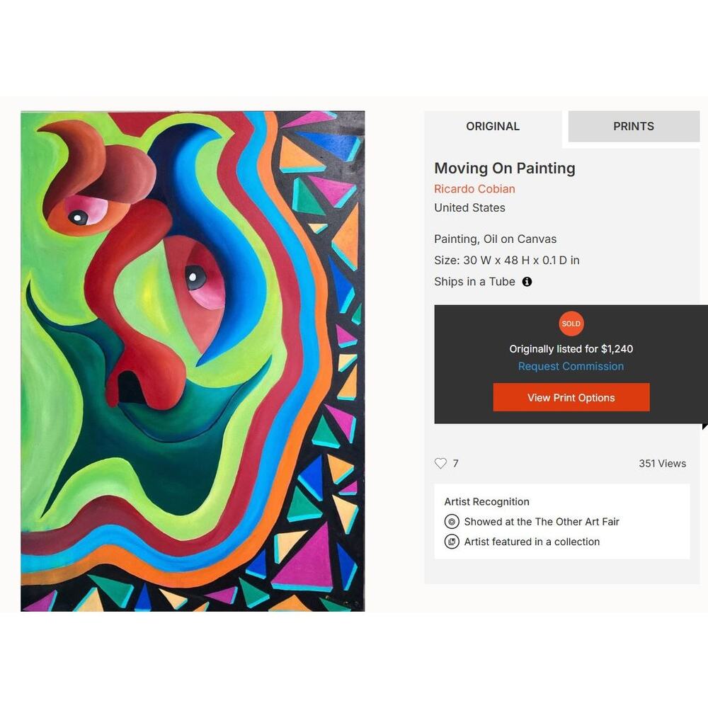 "Monk On Fire" original Painting By Ricardo Cobian 20X15.5 - Picture 5 of 5
